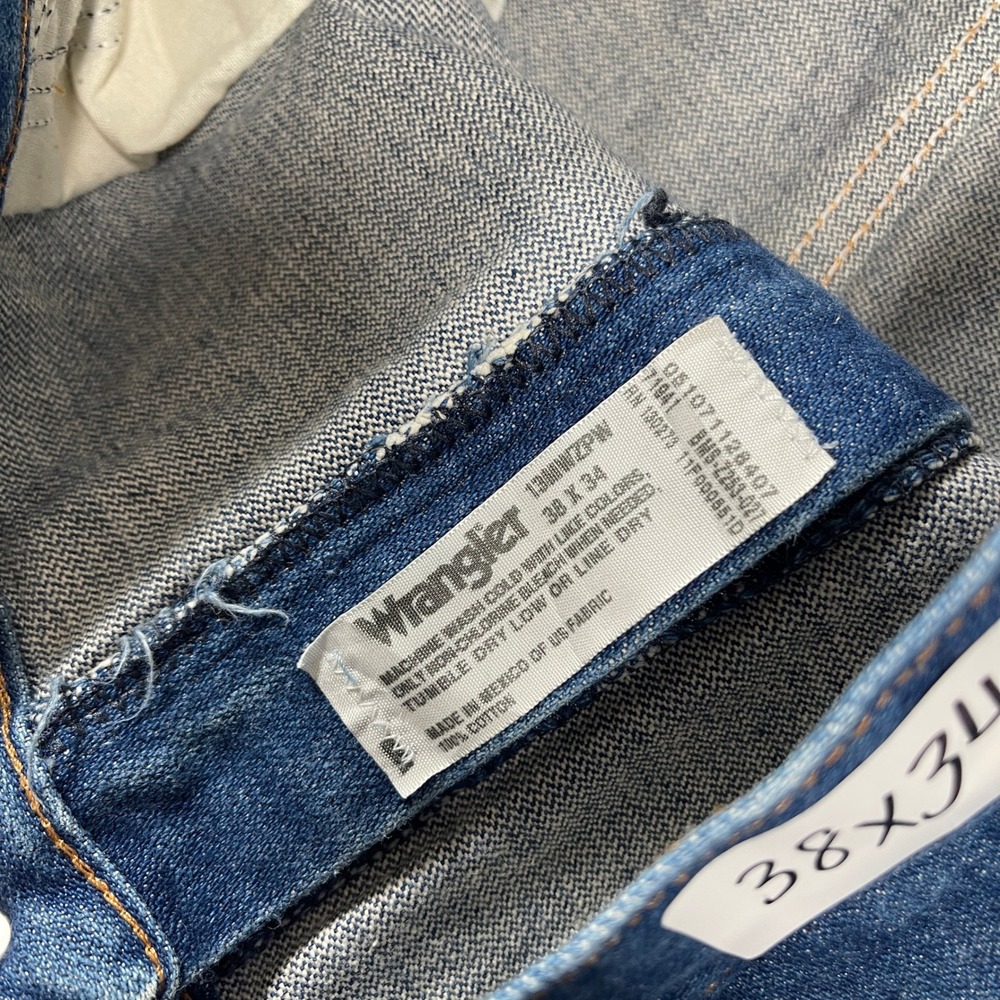 Wrangler Mens Jeans 38x34 Cowboy Cut 13MWZPW Indigo Blue Straight Leg - Picture 4 of 7